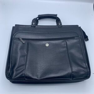 Targus Black Leather Briefcase Portfolio Laptop Bag Attaché Career (no strap)